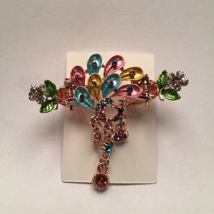 Multi-Color Painted Peacock Hair Clip